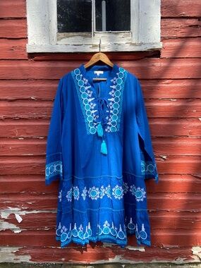 New! Debbie Katz Rosemary Embroidered Cotton Cover-up Mini Dress Women's Size XL